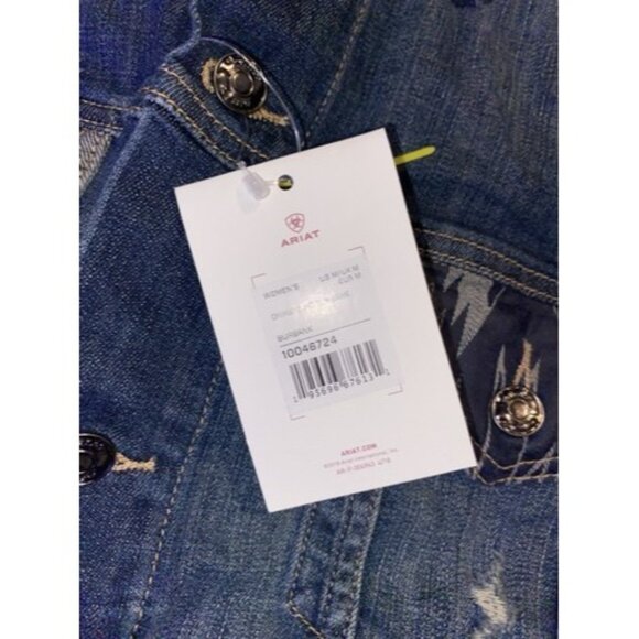 NWT ARIAT WOMEN'S CHIMAYO AZTEC & BURBANK DENIM JACKET MEDIUM - Picture 4 of 6